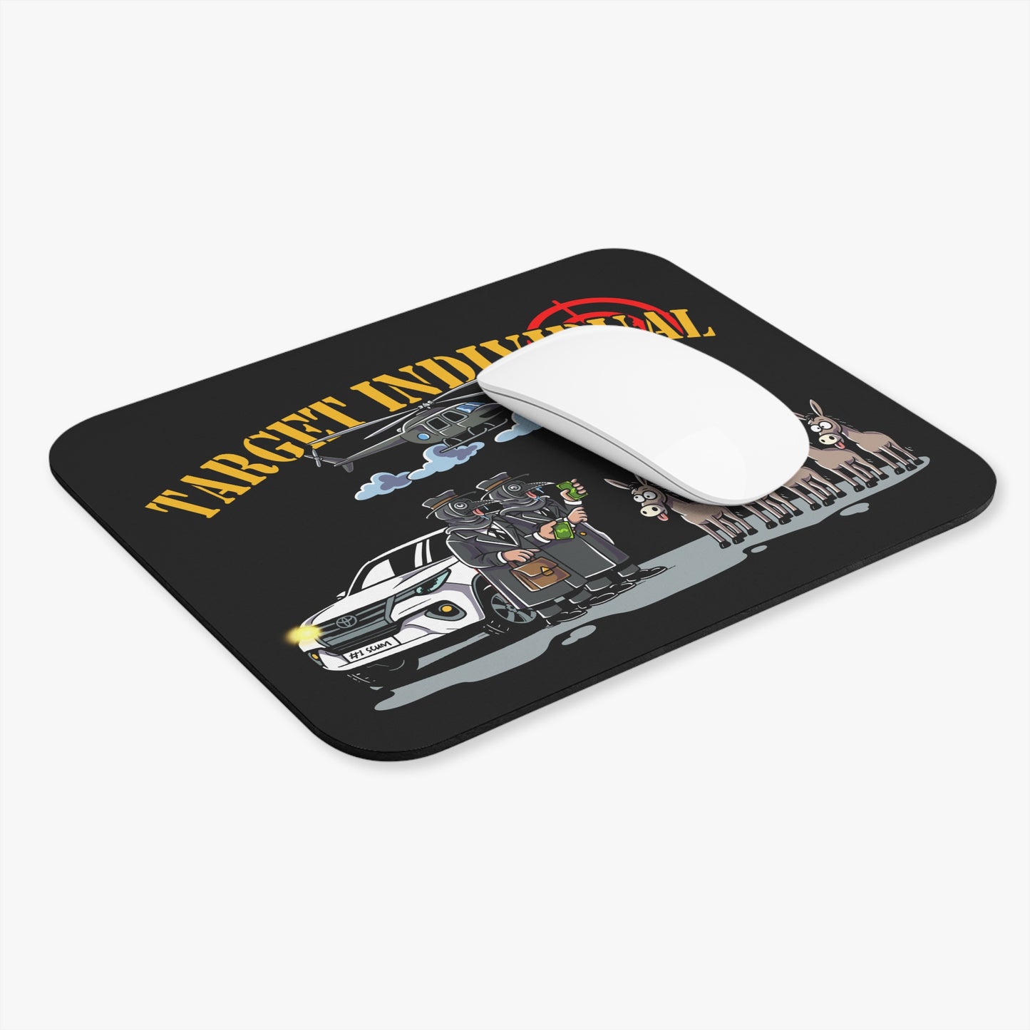 Mouse Pad - "Target Individual" Humorous Donkey Caravan Graphic