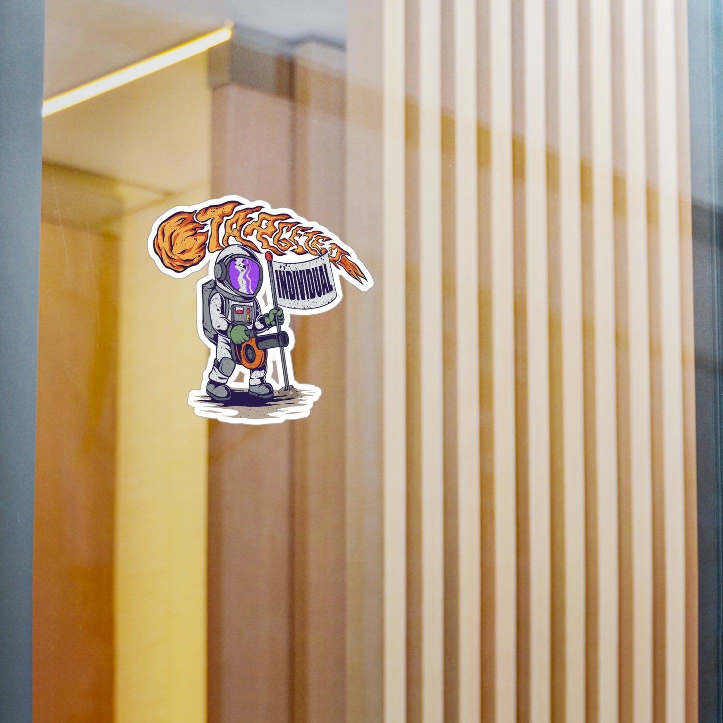 Astronaut 'Individual' Kiss-Cut Vinyl Sticker – Retro Space Explorer Decal