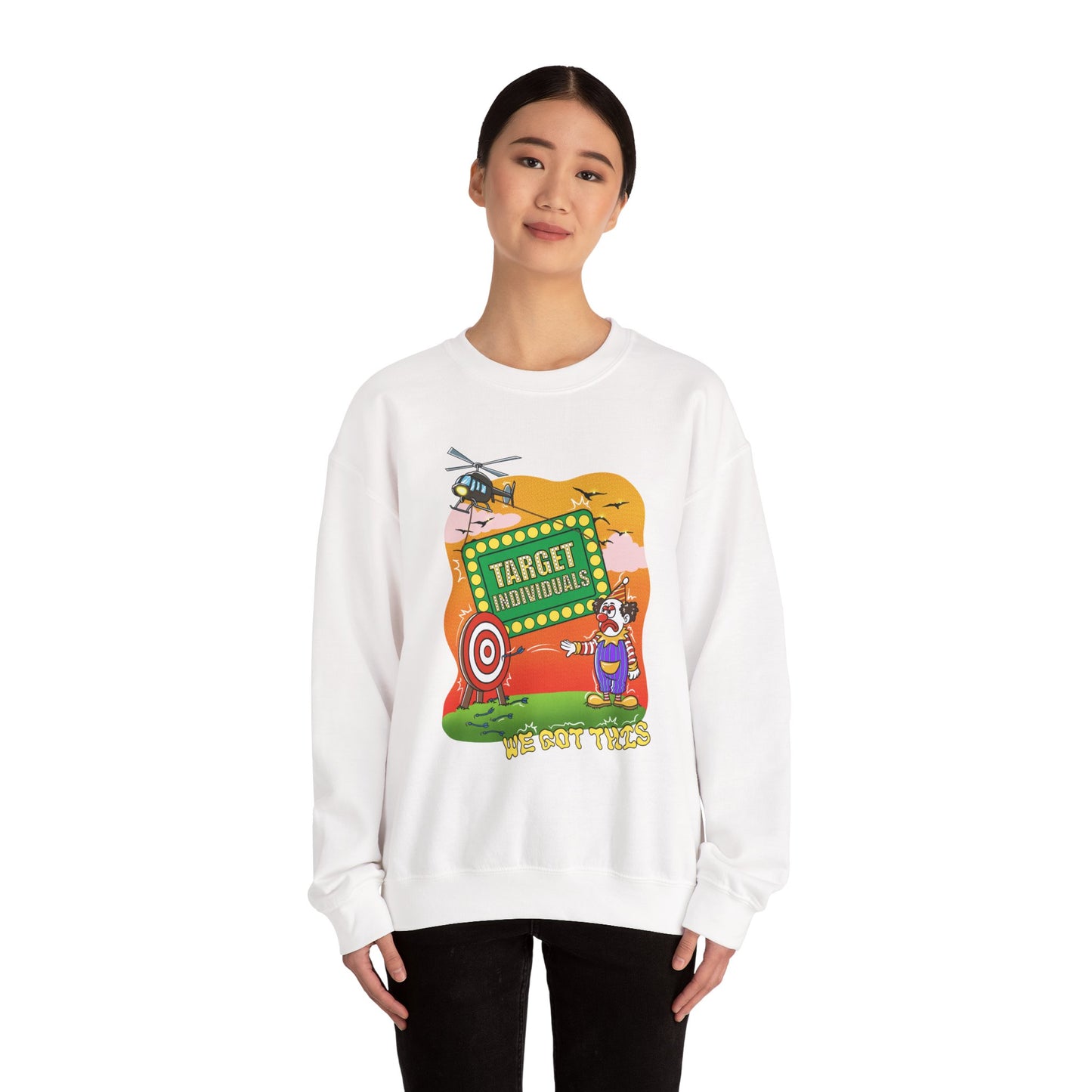 Crewneck Sweatshirt — "Target Individuals" Arcade Target Graphic Pullover