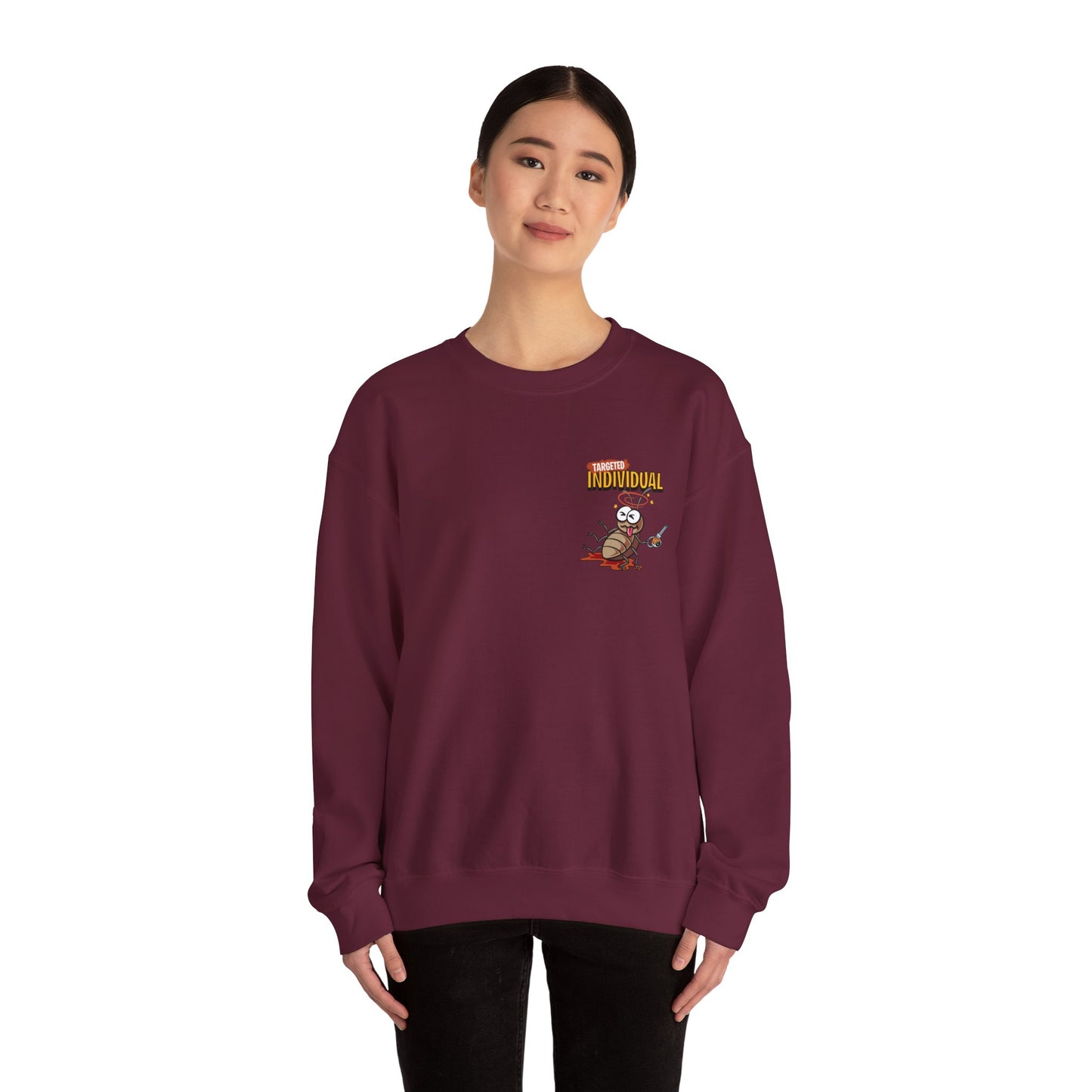 Knight vs Worms Crewneck Sweatshirt — Funny Medieval Cartoon Graphic