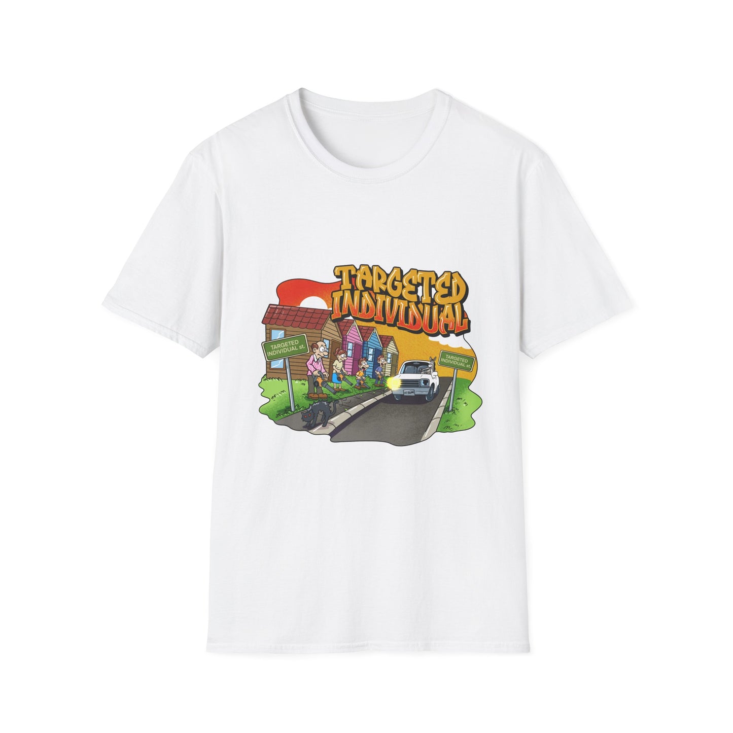 Targeted Individual Graphic T-Shirt — Retro Street Scene Tee