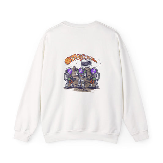 Crewneck Sweatshirt — Cute Space Astronauts with Cat and 'TIGER' Rocket Graphic