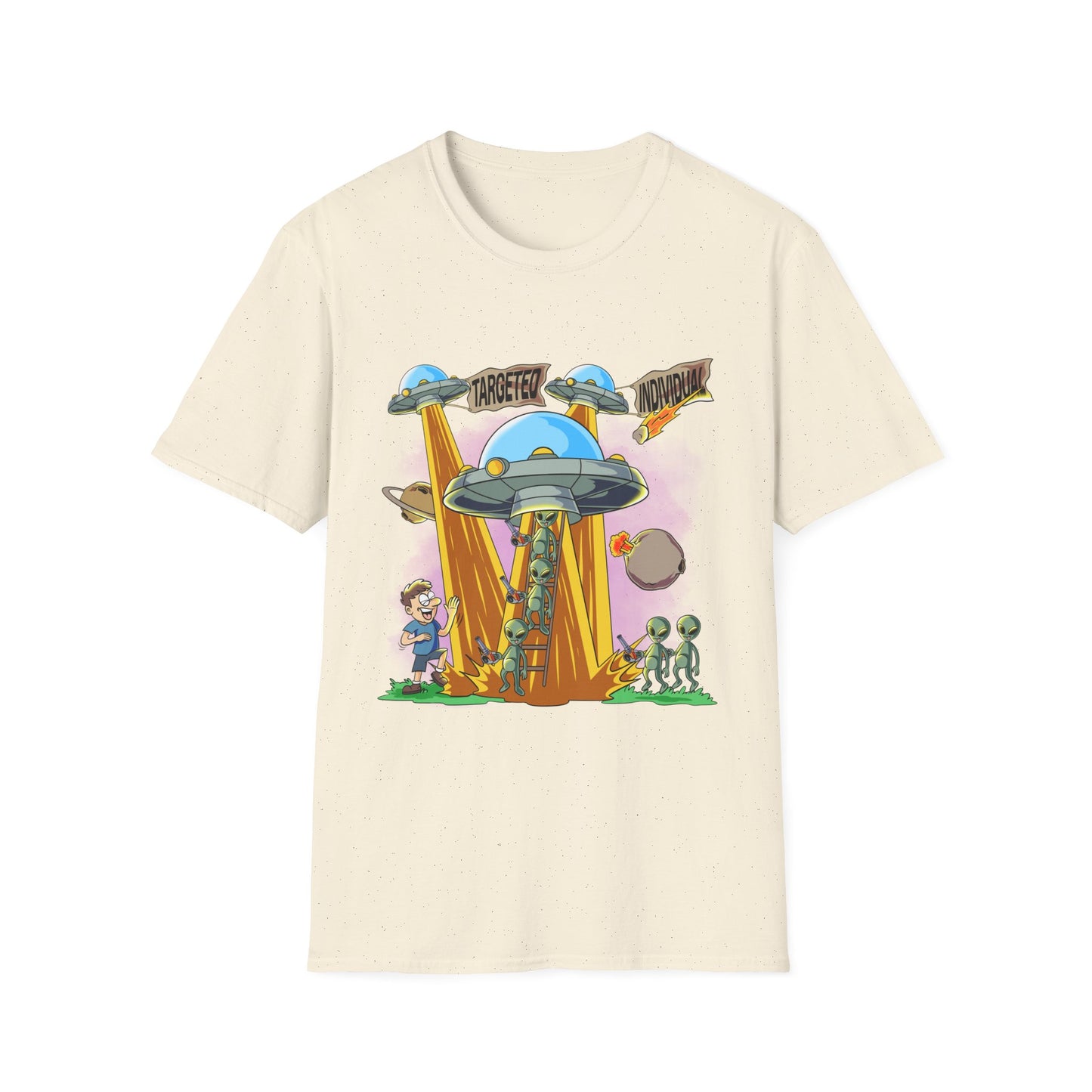 Alien Abduction Graphic T-Shirt — "Targeted Nowhere" Retro UFO Tee