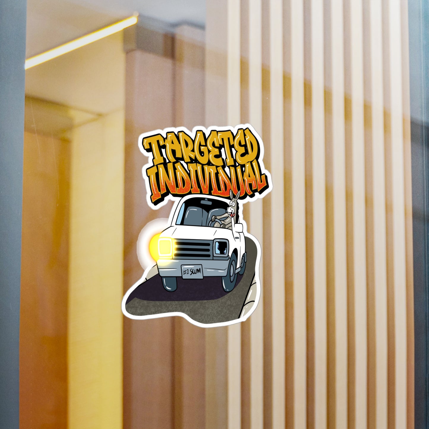 Targeted Individual Van Sticker — Kiss-Cut Vinyl Decal (Graffiti Text)