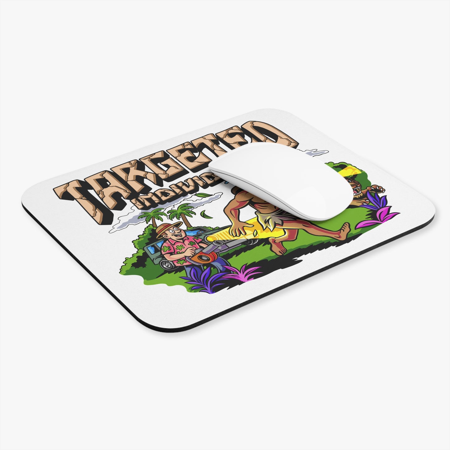 Targeted Individual Vintage Jungle Mouse Pad — Retro Comic Survivor Design