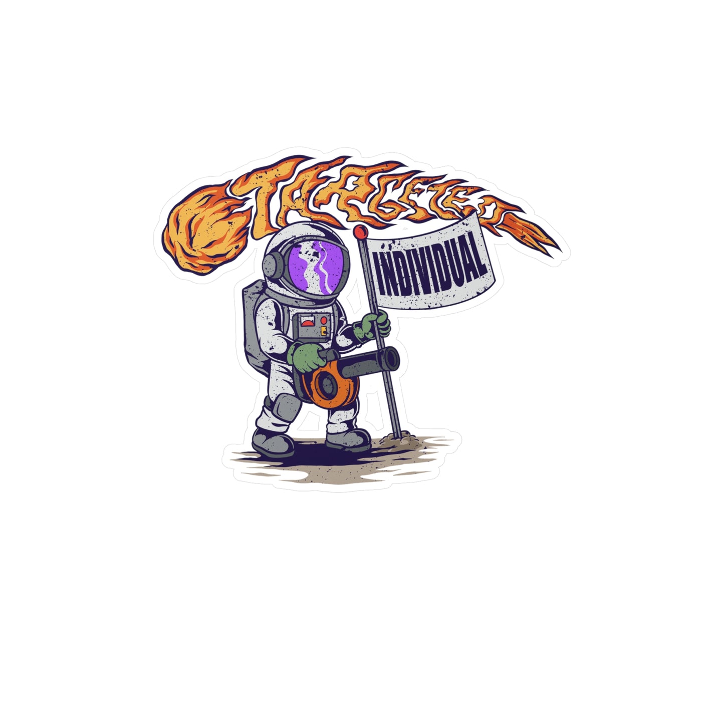 Astronaut 'Individual' Kiss-Cut Vinyl Sticker – Retro Space Explorer Decal