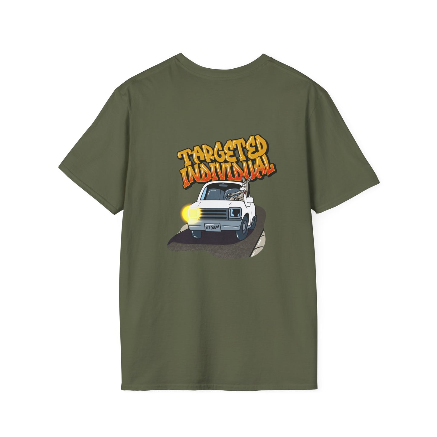 Targeted Individual Graphic Tee — Retro Police Car Design