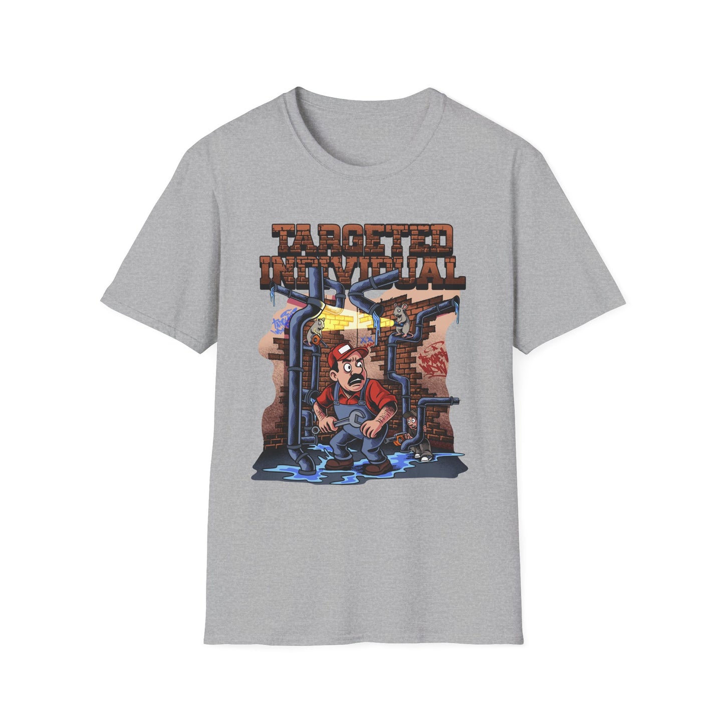 Plumber Cartoon Tee — "Tap Outta Luck" Retro Plumbing Design