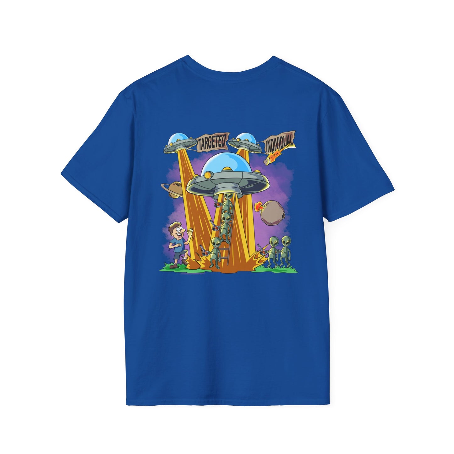 T-Shirt — Cute Cartoon UFO Abduction Design ("Take Me Home")