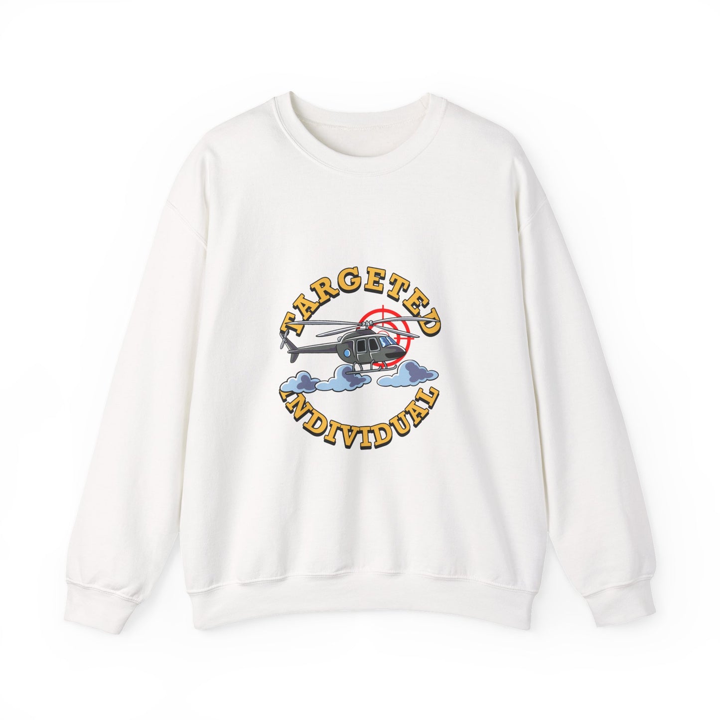 Crewneck Sweatshirt — "Targeted Individual" Helicopter Graphic