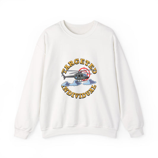 Crewneck Sweatshirt — "Targeted Individual" Helicopter Graphic
