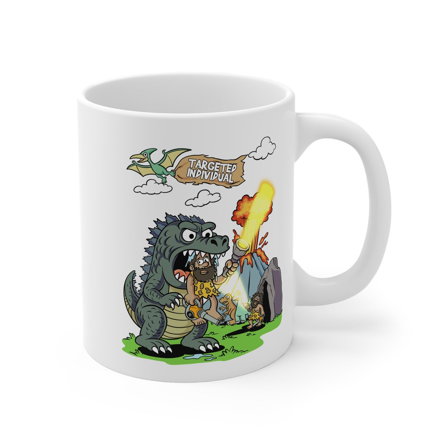 11oz Mug — Targeted Individual Dino Comic Design