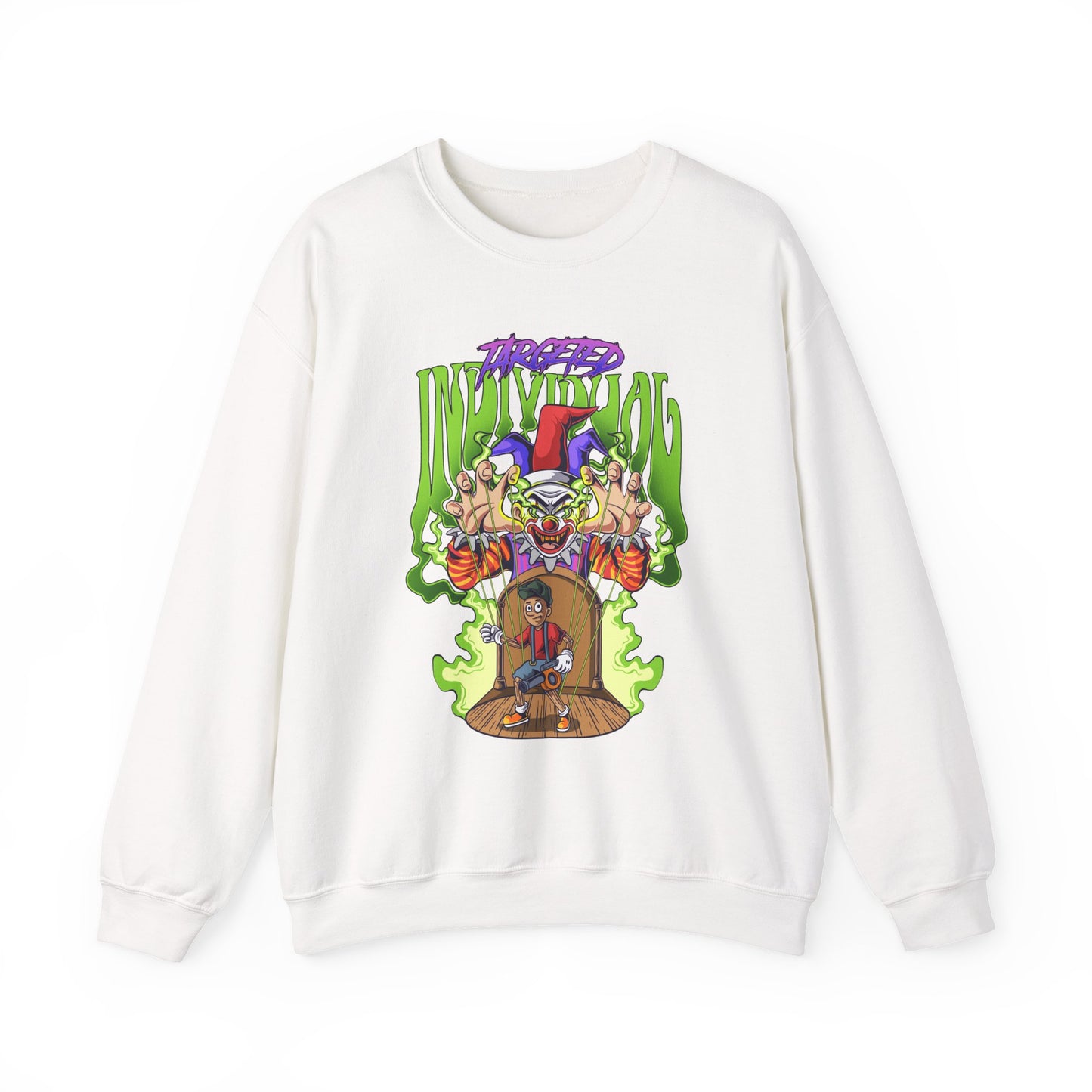 Creepy Clown Horror Crewneck Sweatshirt — Vintage Carnival Scare Graphic