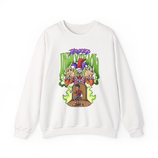 Creepy Clown Horror Crewneck Sweatshirt — Vintage Carnival Scare Graphic