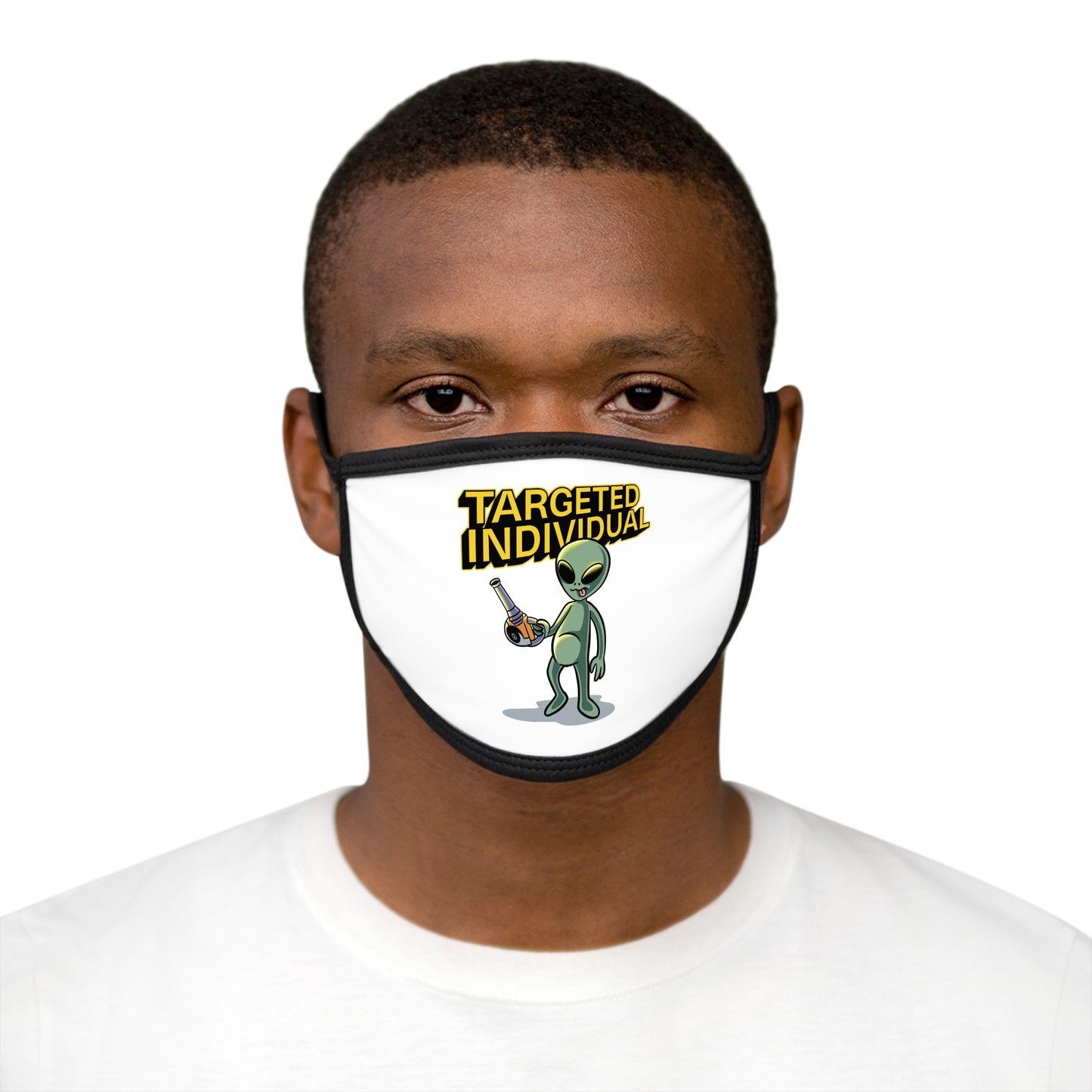 Targeted Individual Alien Face Mask — Funny Conspiracy Graphic Mask