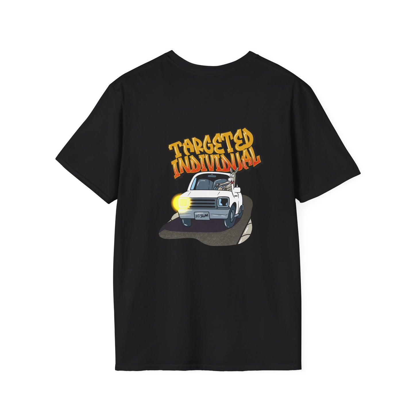 Targeted Individual Graphic Tee — Retro Police Car Design