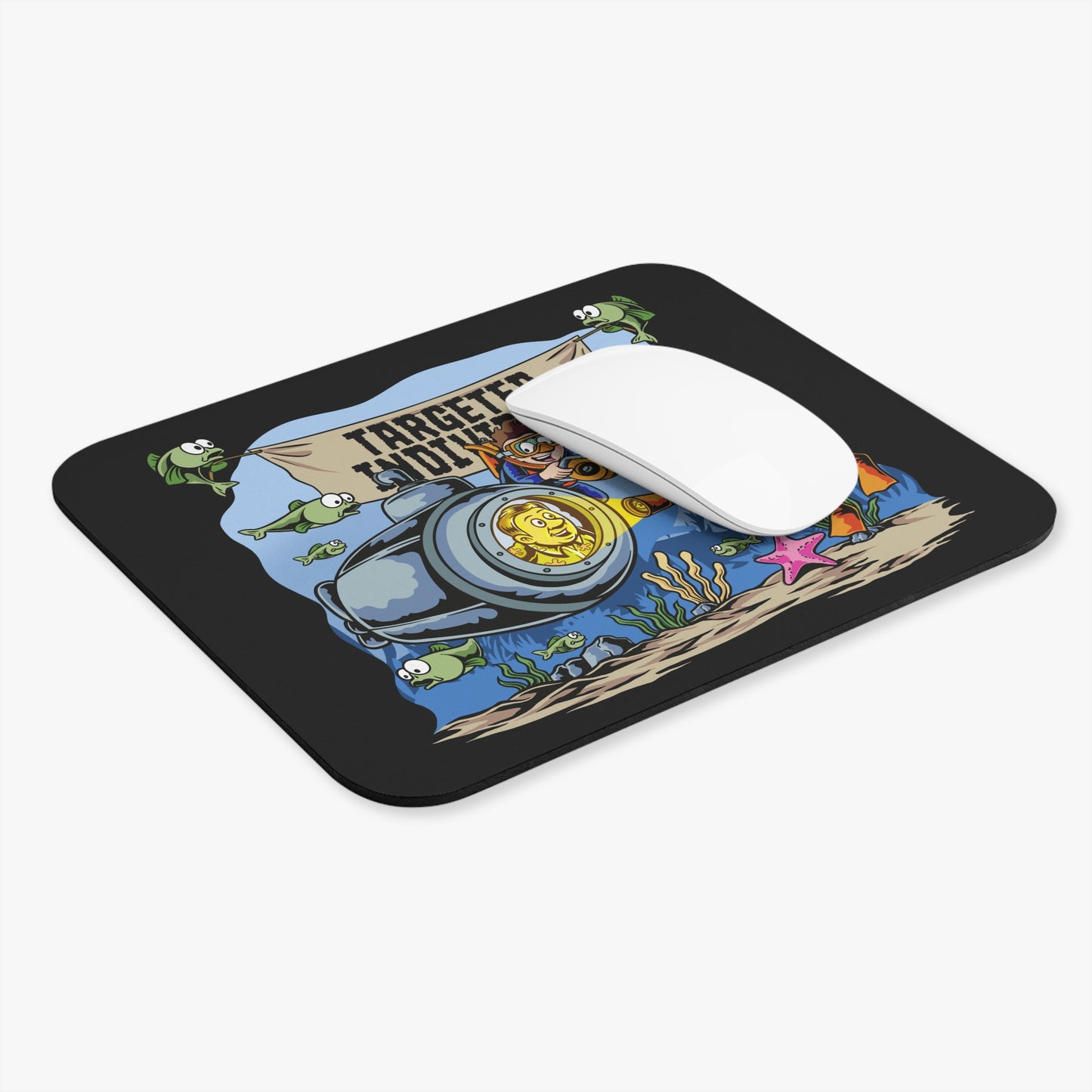 Targeted Individual Mouse Pad — Funny Scuba Divers & Submarine Design