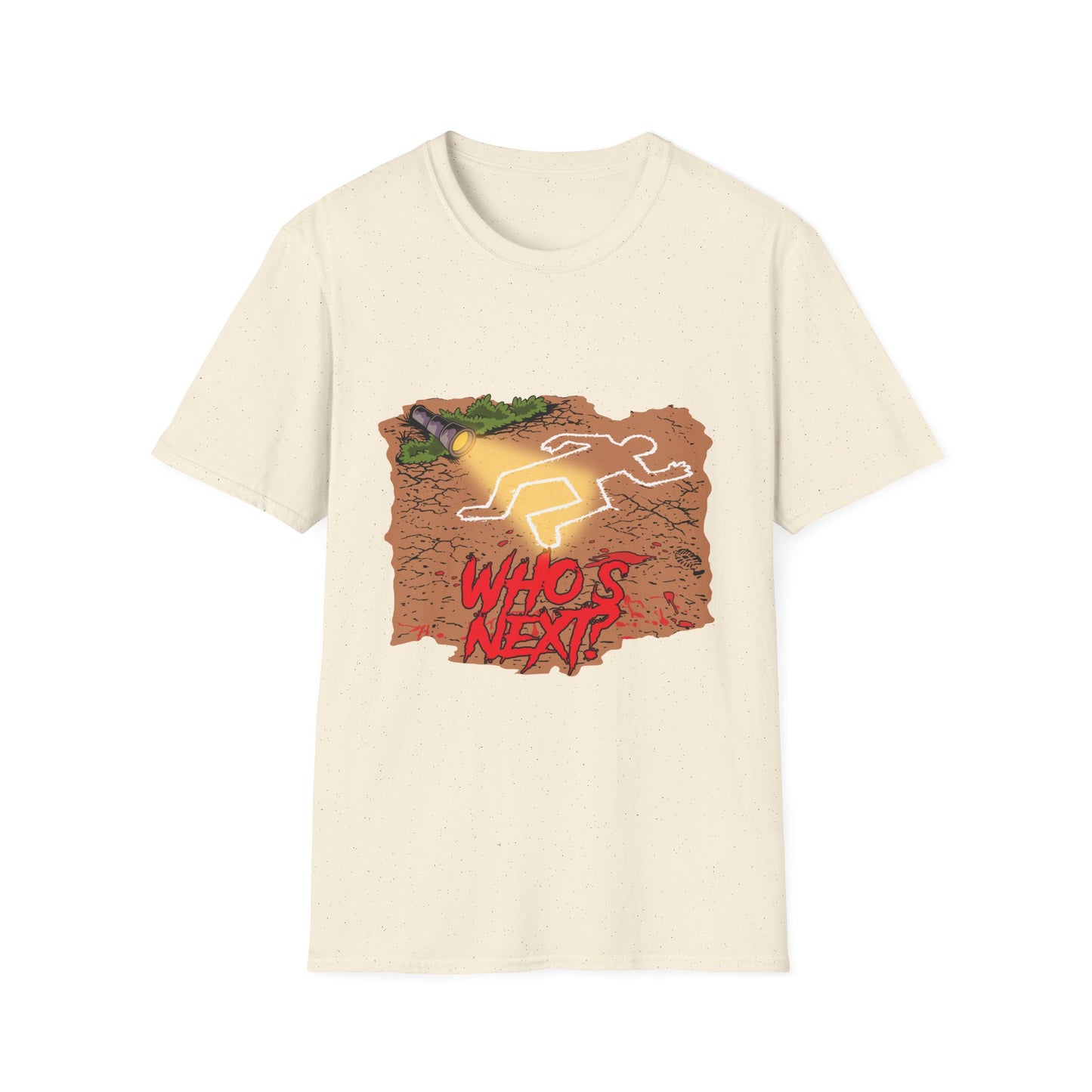 Crime Scene Chalk Outline T-Shirt – "Who's Next?" Graphic Tee