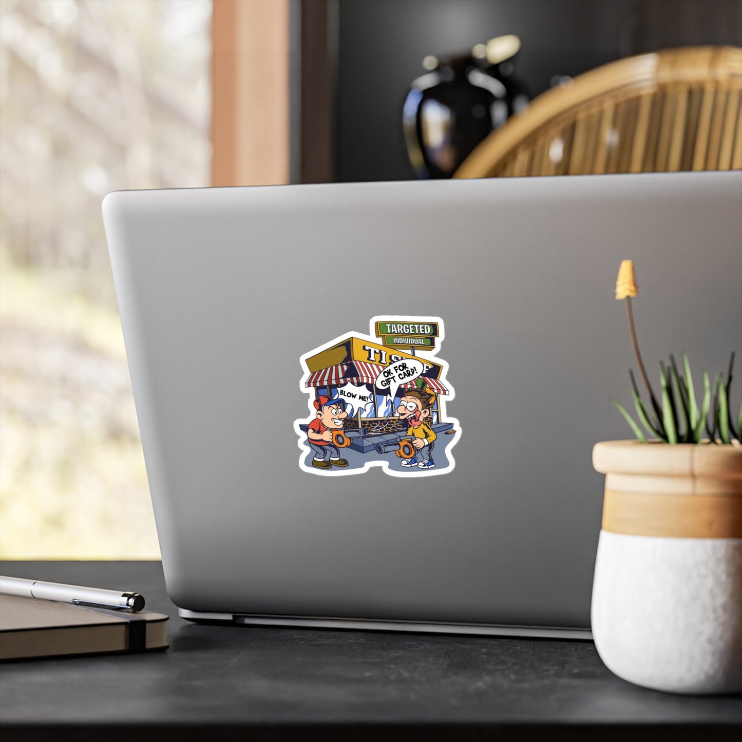 Targeted Individual Vinyl Sticker — Funny Arcade Blow Me Design (Kiss-Cut Decal)