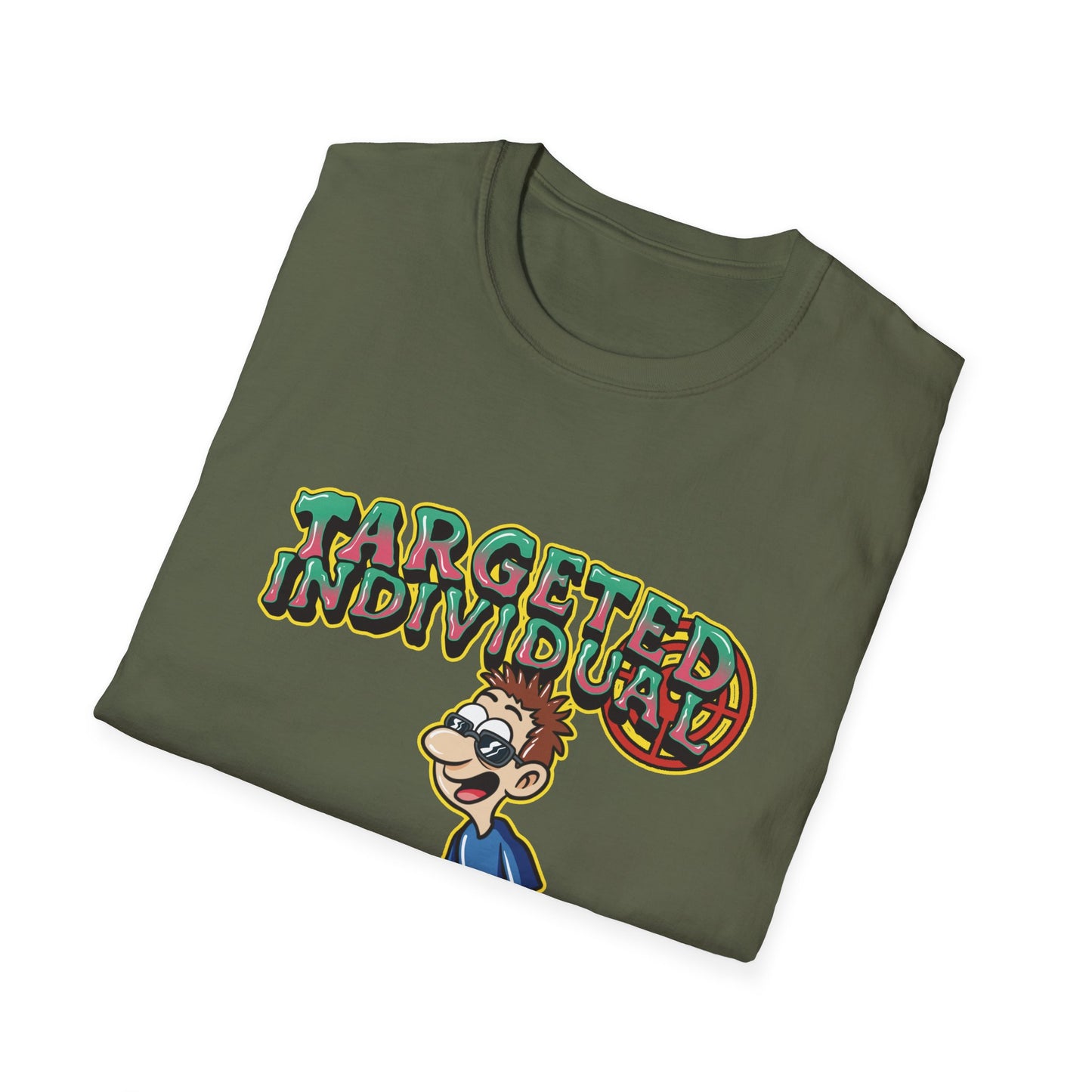 Targeted Individual T-Shirt — Surfer Cartoon Graphic Tee
