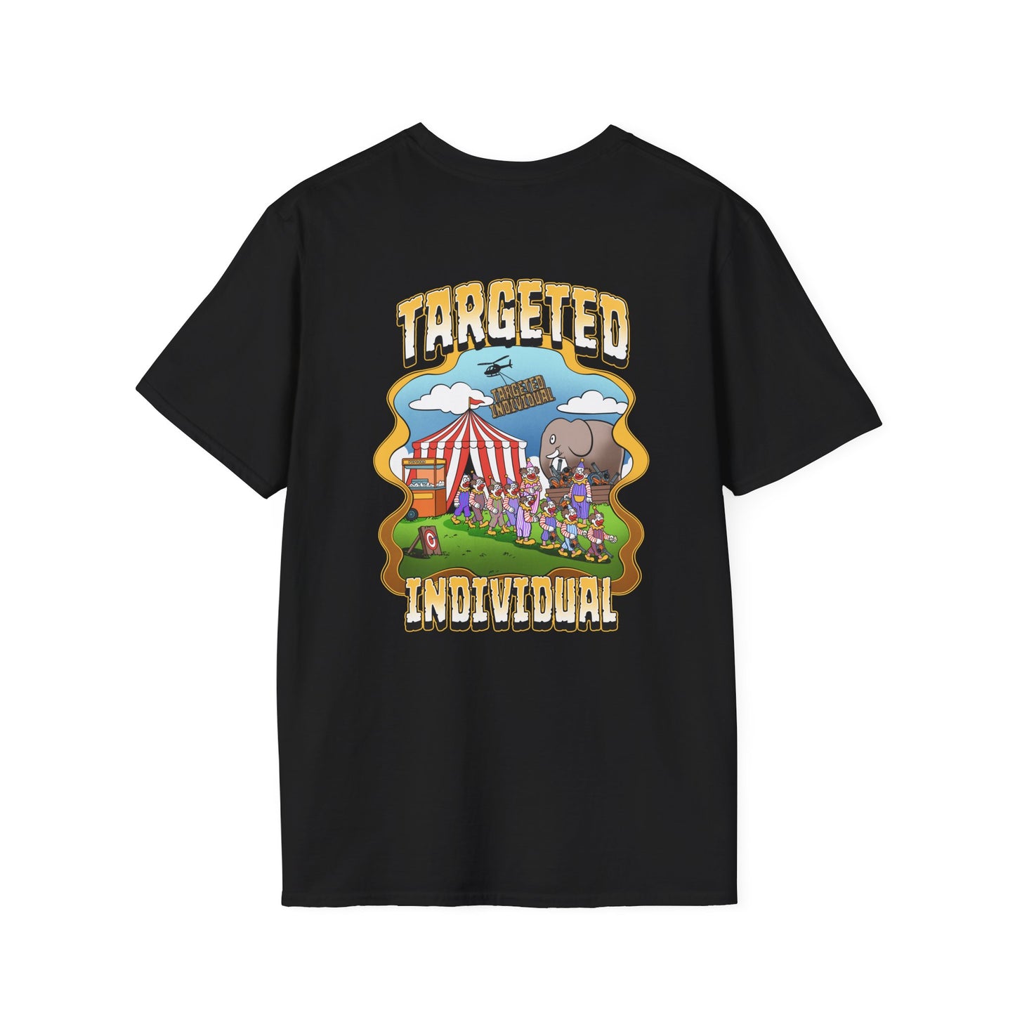 Targeted Individual Graphic T-Shirt — Circus Elephant Protest Design