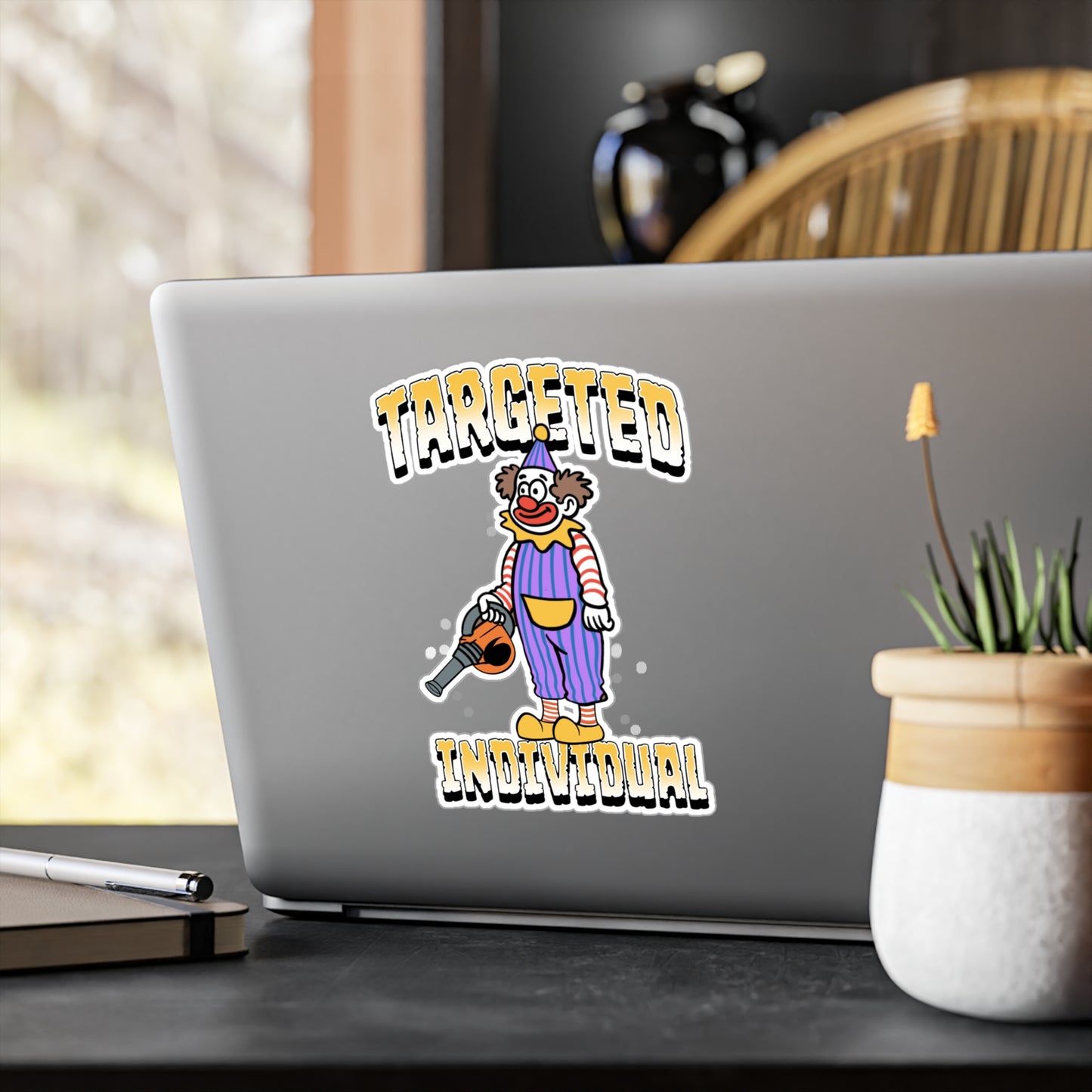 Targeted Individual Clown Vinyl Sticker — Kiss-Cut Decal