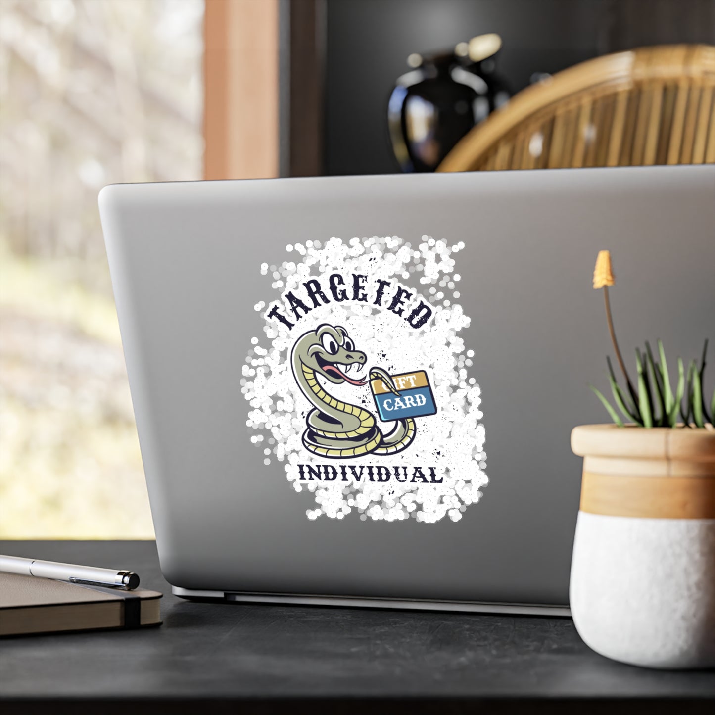 Targeted Individual Snake Sticker – Kiss-Cut Vinyl Decal (Gift Card Design)