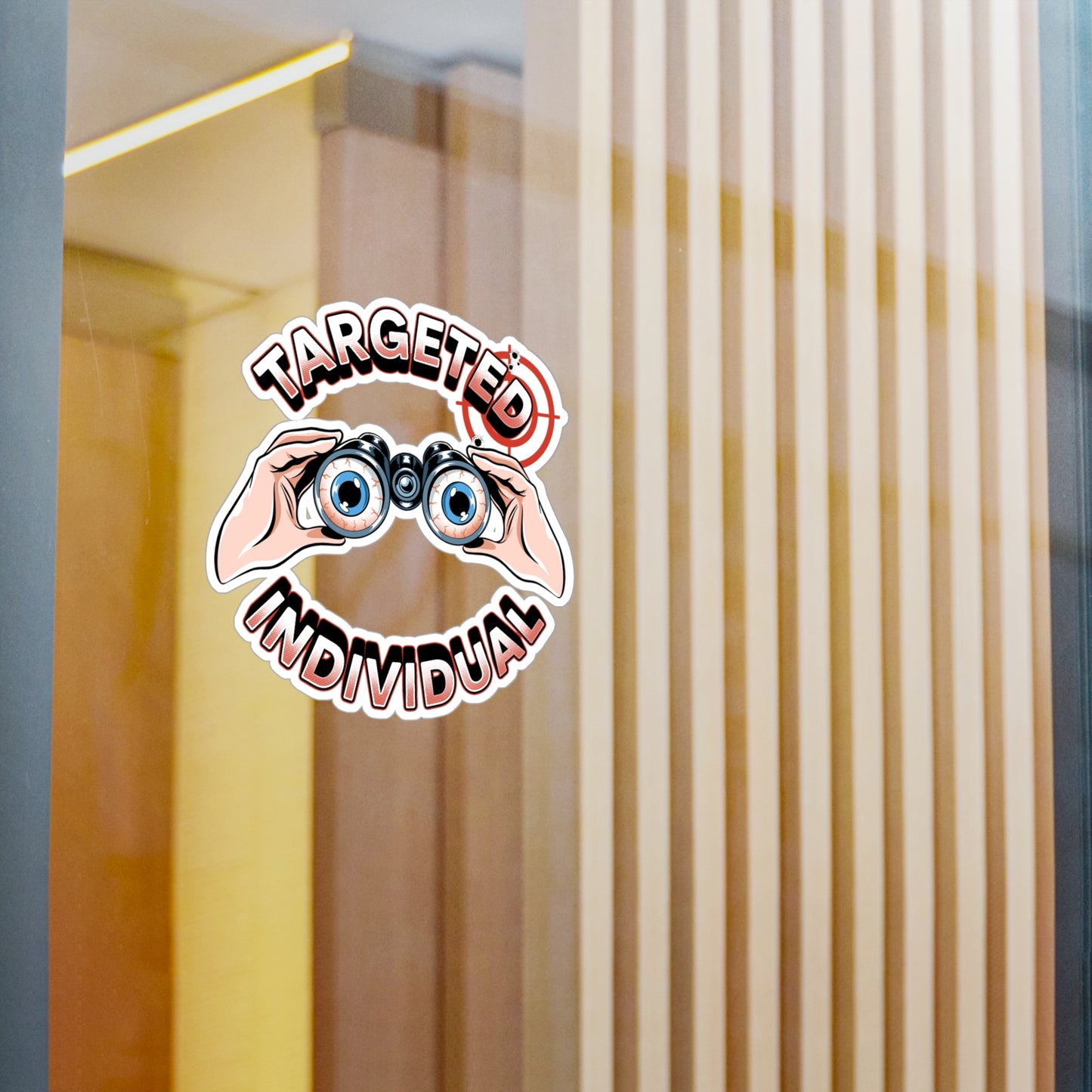 Targeted Individual Binoculars Vinyl Sticker — Kiss-Cut Decal for Laptops, Water Bottles & Windows