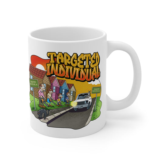 Targeted Individual Mug — Cartoon Neighborhood Graphic Coffee Cup