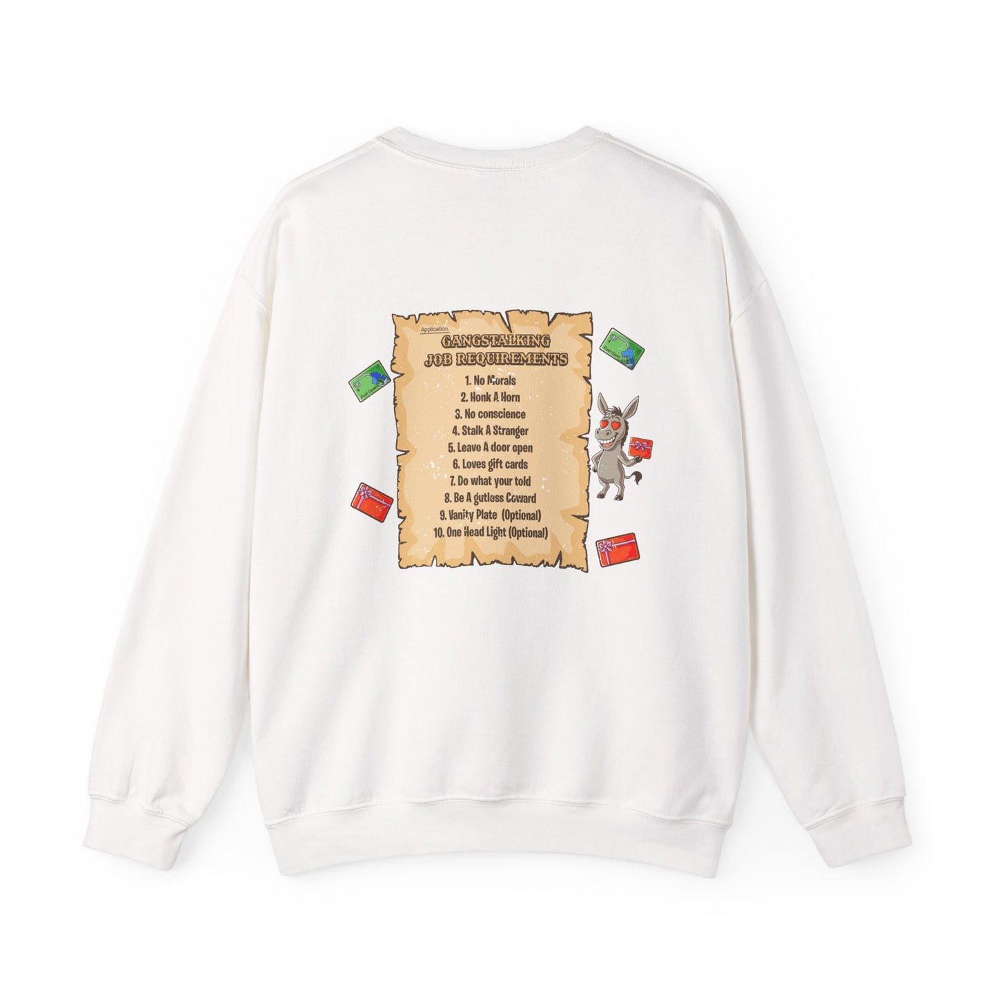 Crewneck Sweatshirt — Funny Cat Playlist Design (Song List Back Print)
