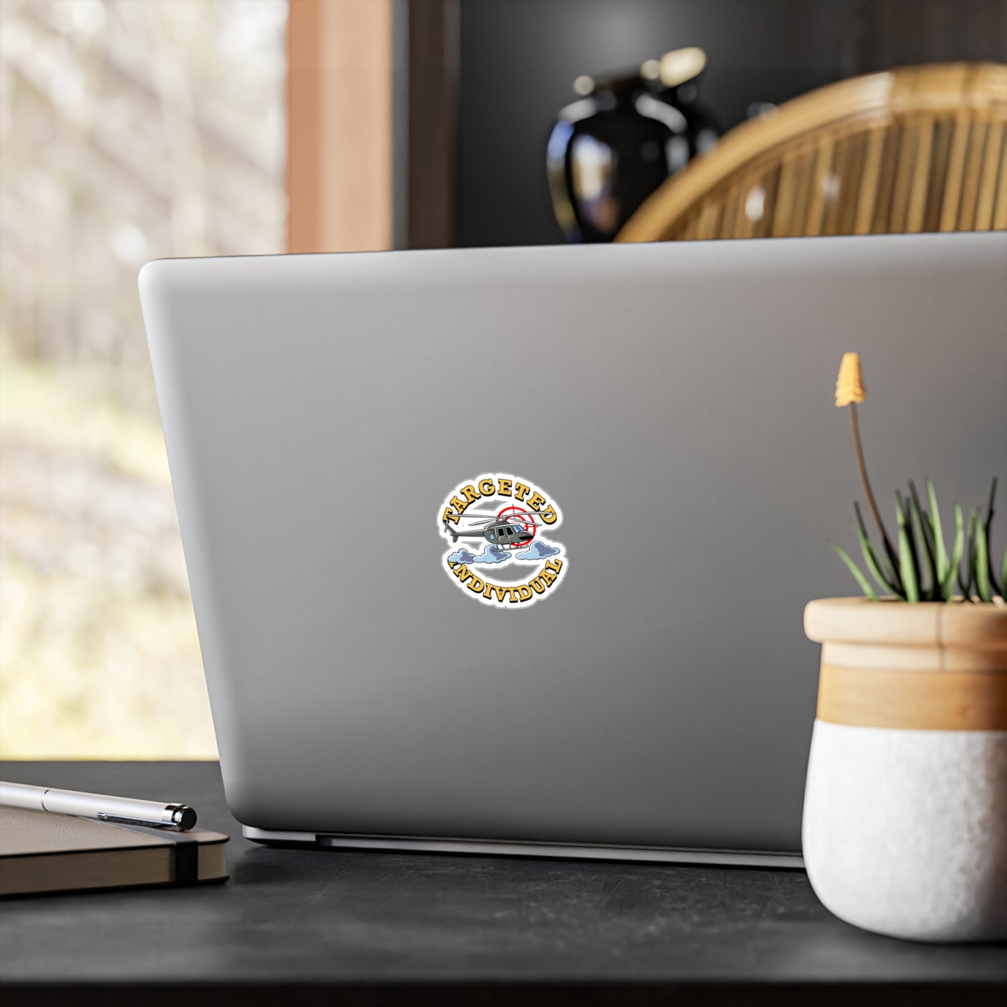 Targeted Individual Helicopter Sticker — Kiss-Cut Vinyl Decal
