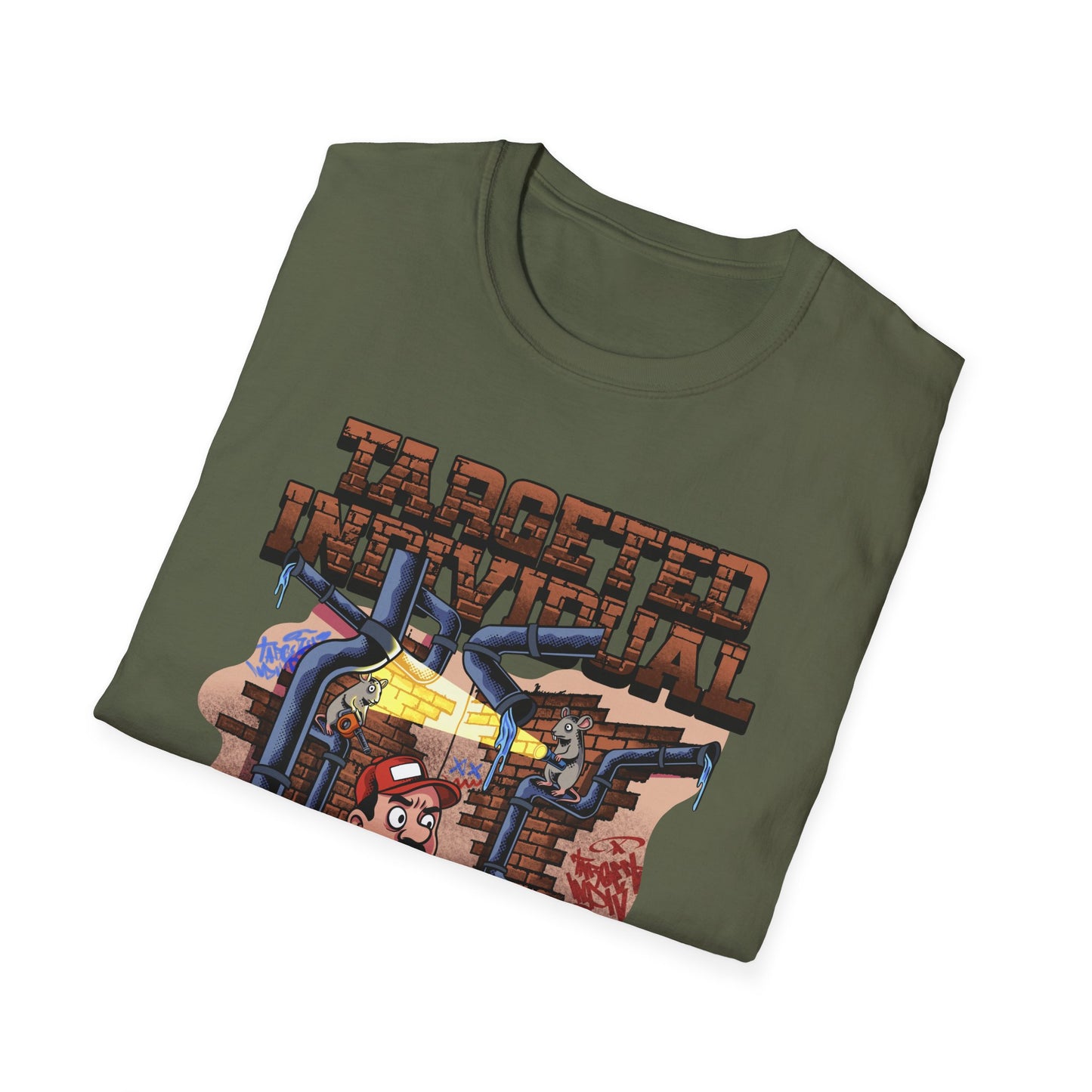 Plumber Cartoon Tee — "Tap Outta Luck" Retro Plumbing Design