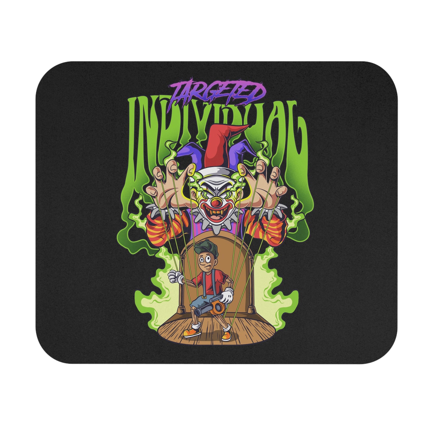 Targeted Individual Horror Clown Mouse Pad — Puppet Victim Gaming Desk Mat