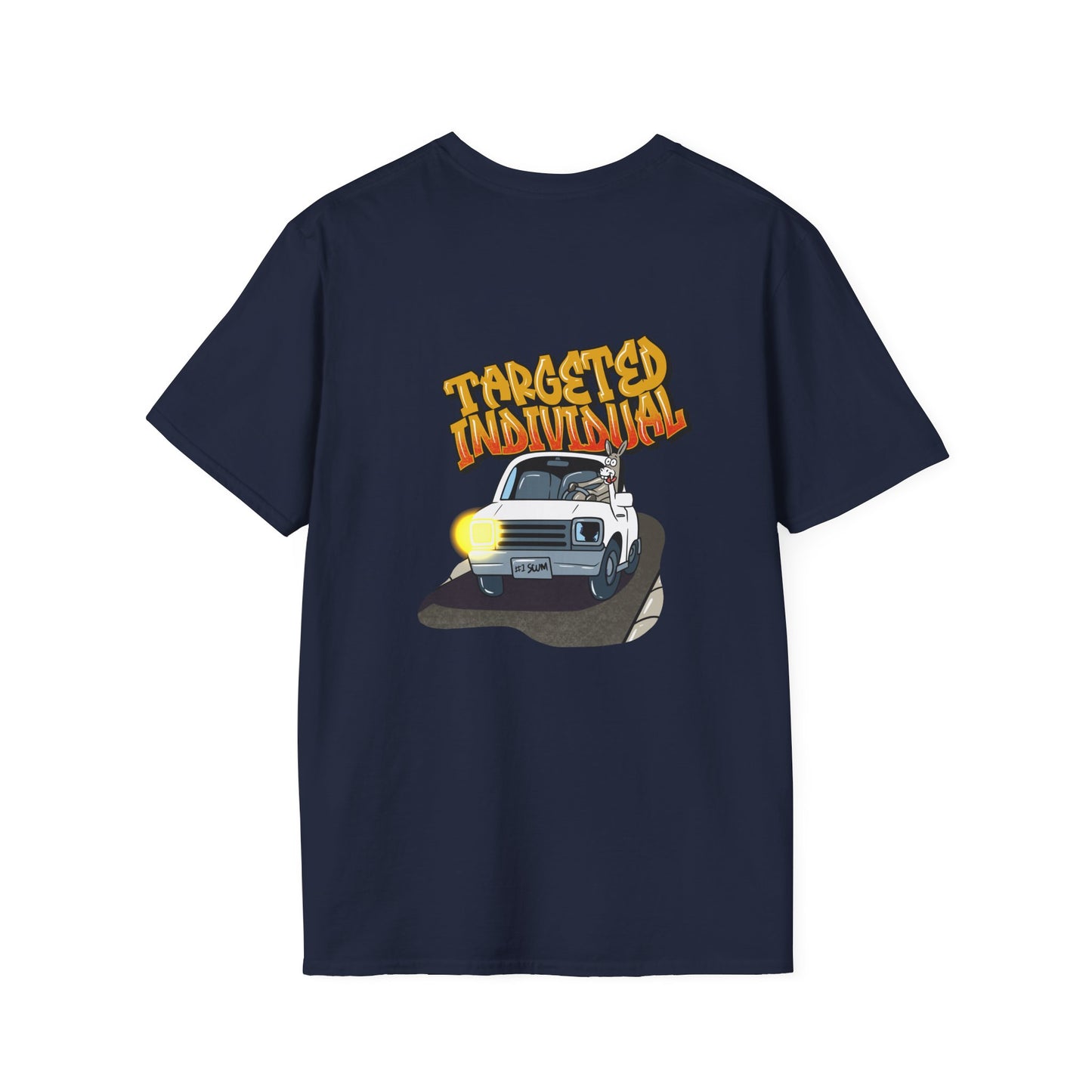 Targeted Individual Graphic Tee — Retro Police Car Design