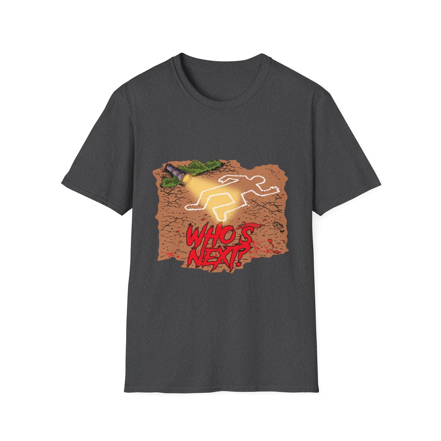 Crime Scene Chalk Outline T-Shirt – "Who's Next?" Graphic Tee