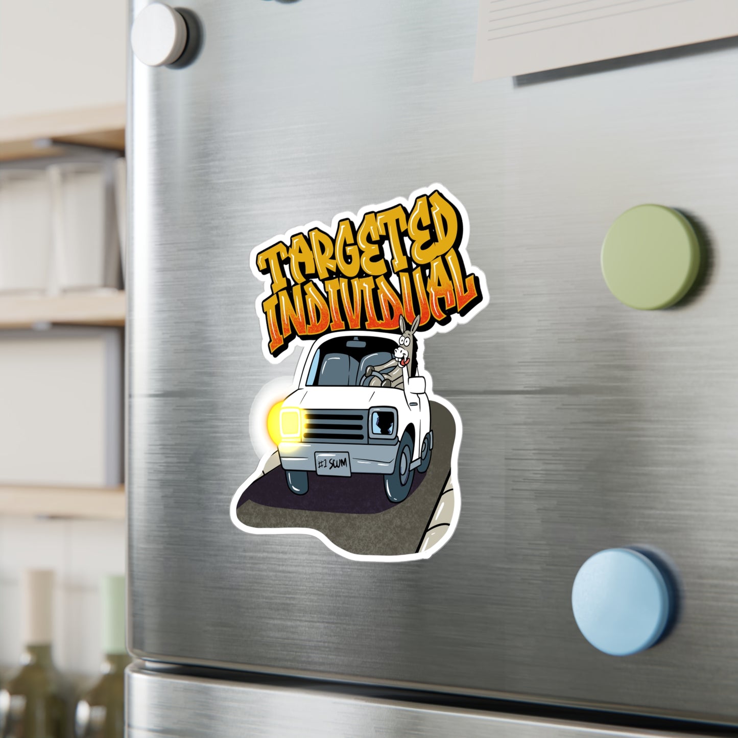 Targeted Individual Van Sticker — Kiss-Cut Vinyl Decal (Graffiti Text)