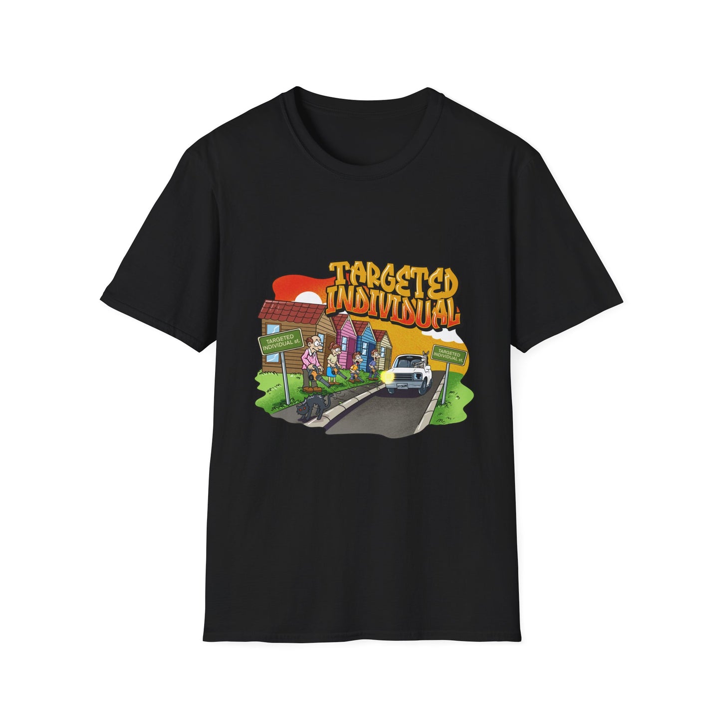 Targeted Individual Graphic T-Shirt — Retro Street Scene Tee