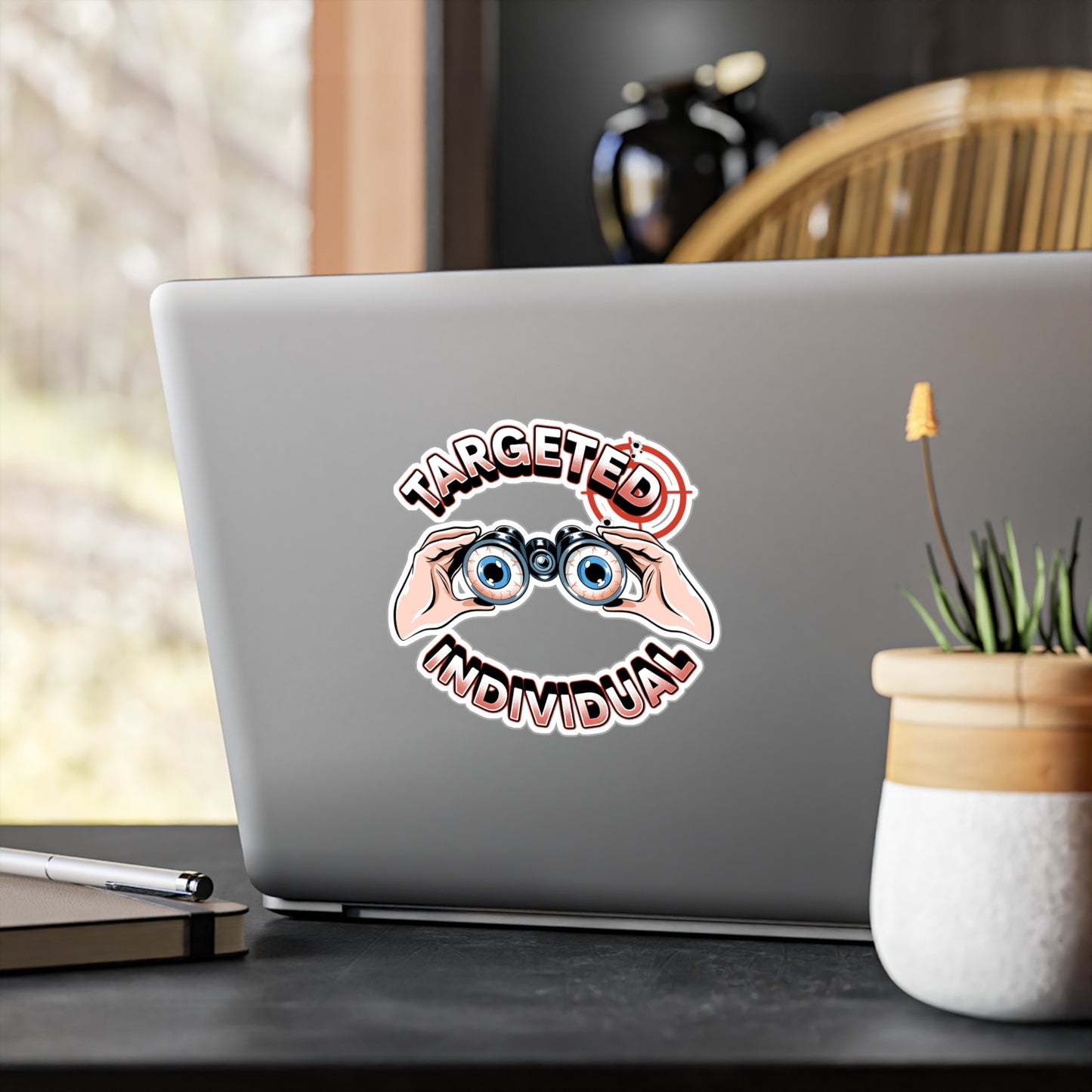 Targeted Individual Binoculars Vinyl Sticker — Kiss-Cut Decal for Laptops, Water Bottles & Windows