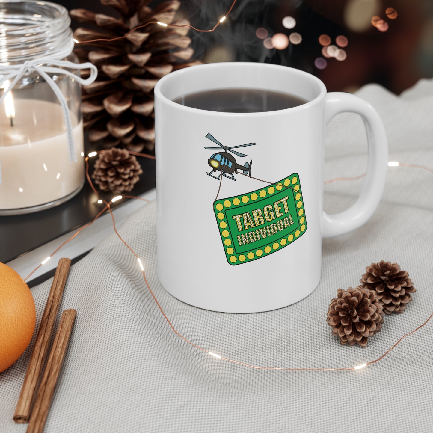 Target Individual Mug — Funny Helicopter Target Sign Coffee Cup
