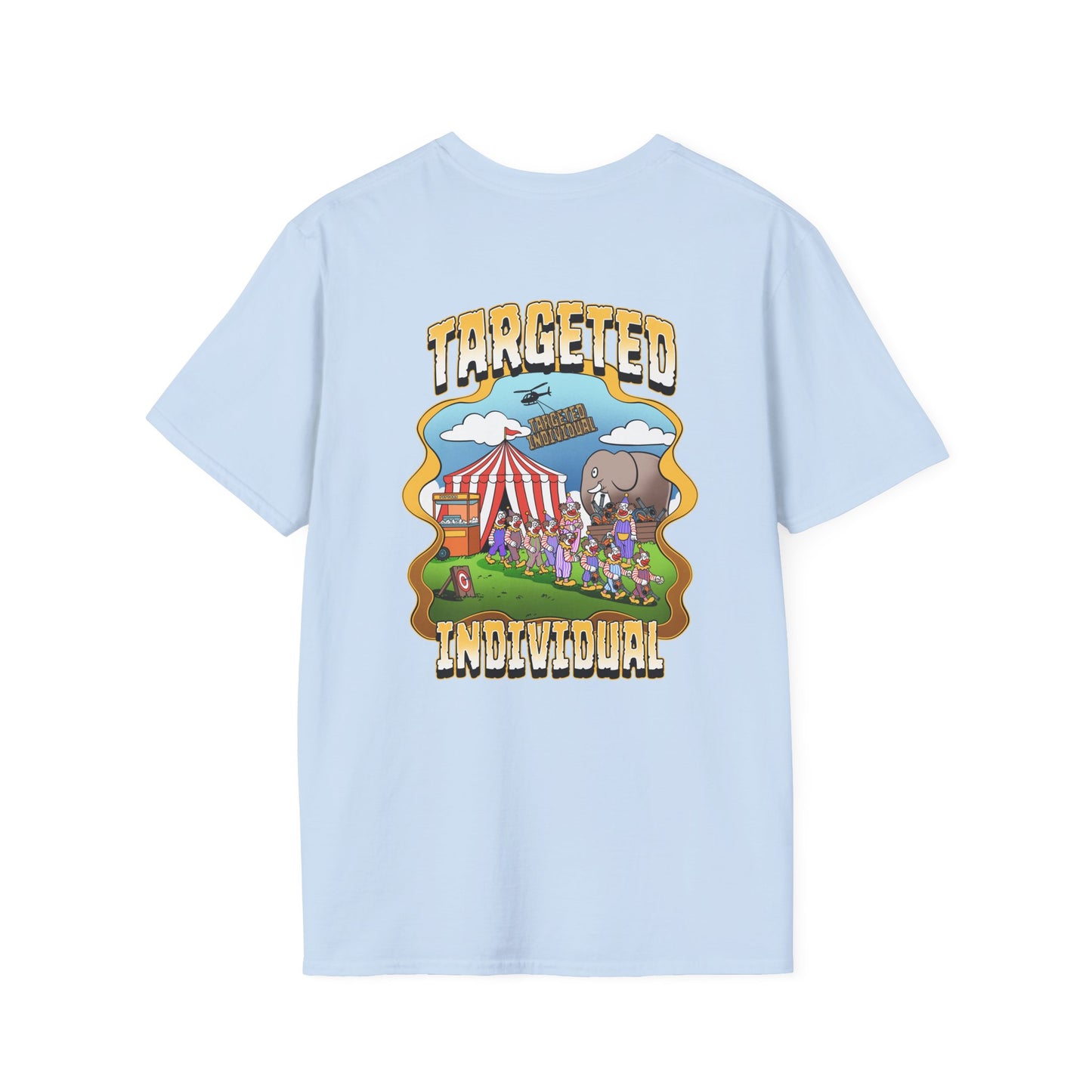 Targeted Individual Graphic T-Shirt — Circus Elephant Protest Design