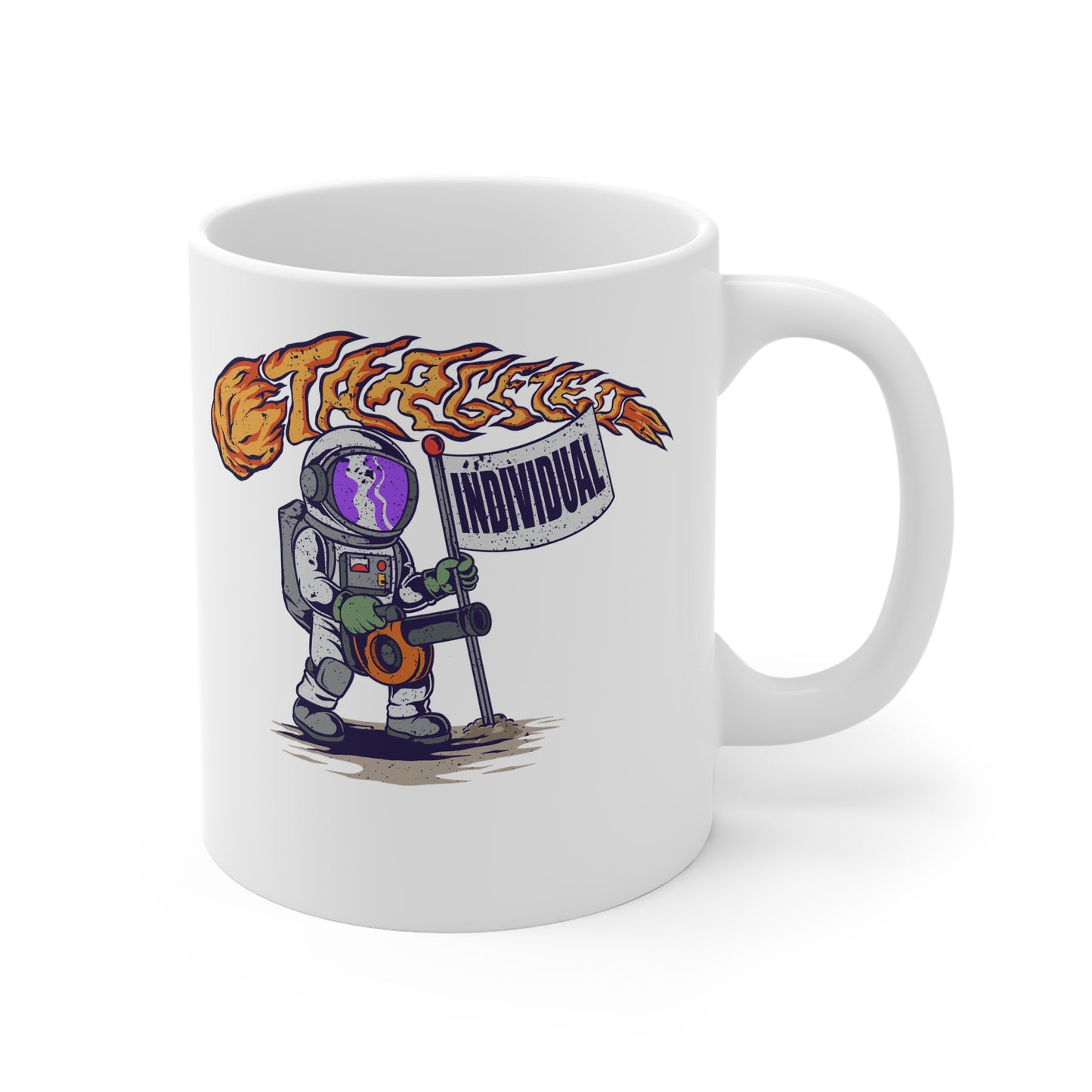 Astronaut Coffee Mug — 'Forever Individual' Retro Space Explorer Ceramic Mug