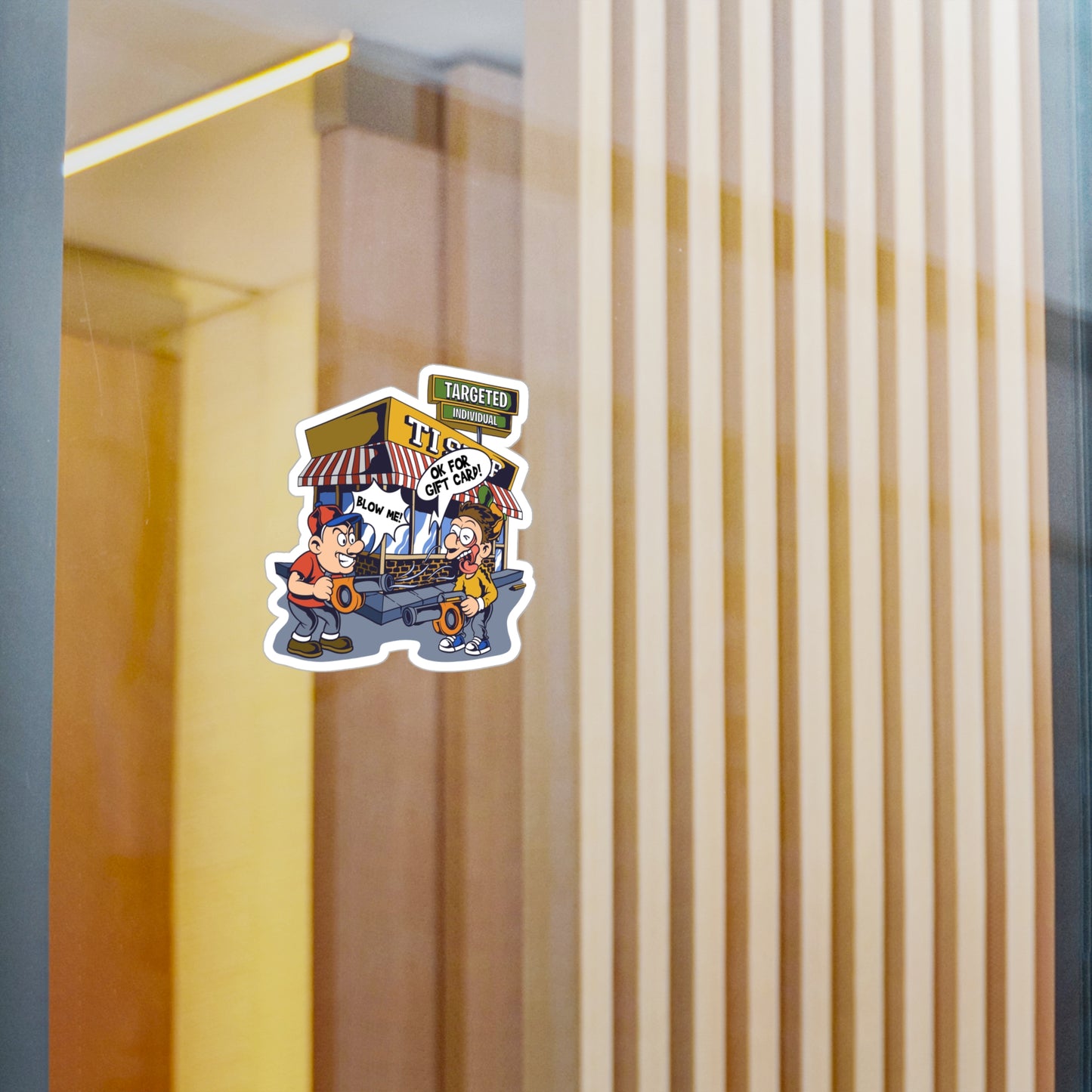 Targeted Individual Vinyl Sticker — Funny Arcade Blow Me Design (Kiss-Cut Decal)