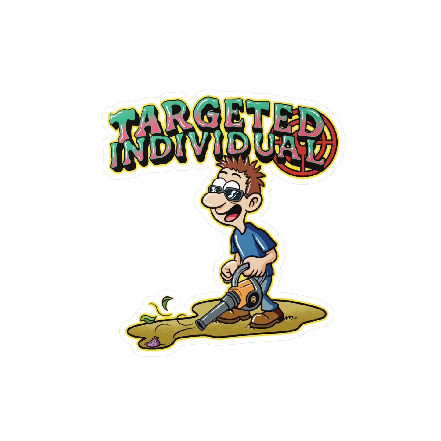 Targeted Individual Vinyl Sticker — Comic Character Kiss-Cut Decal