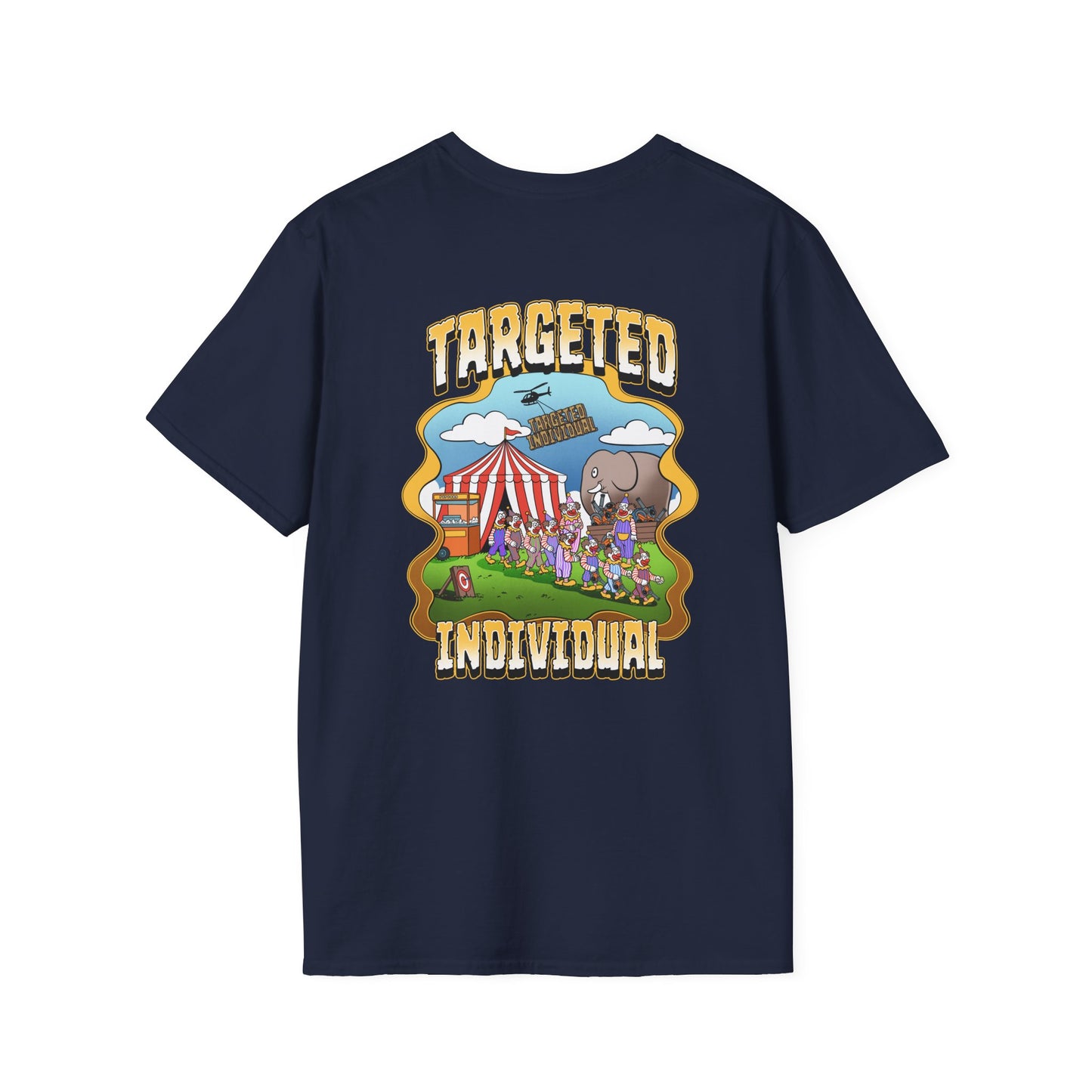Targeted Individual Graphic T-Shirt — Circus Elephant Protest Design