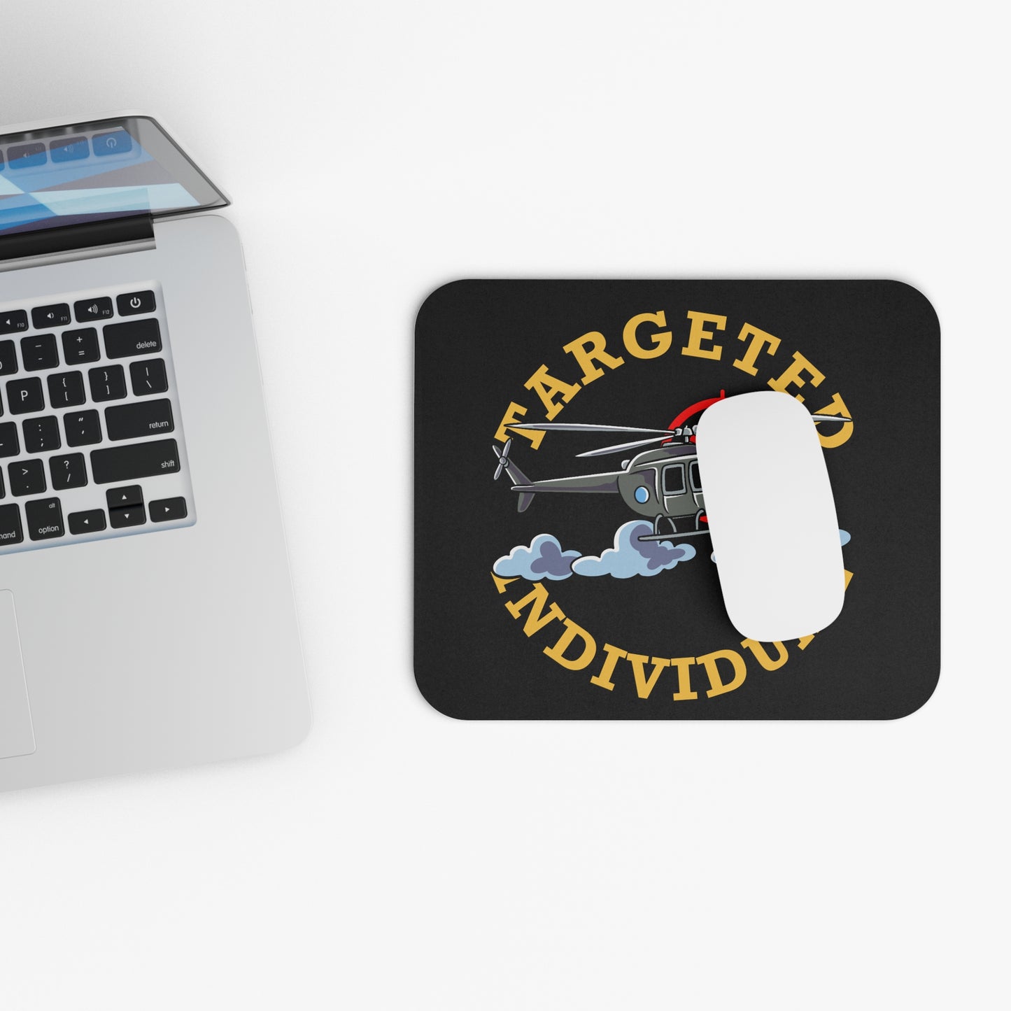 Targeted Individual Helicopter Mouse Pad — Tactical Aviation Desk Mat