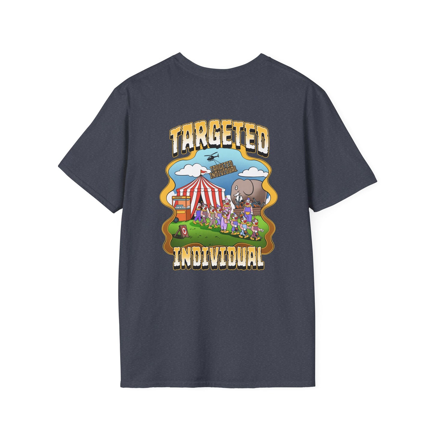 Targeted Individual Graphic T-Shirt — Circus Elephant Protest Design