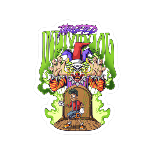 Creepy Clown Skateboarder Kiss-Cut Vinyl Sticker