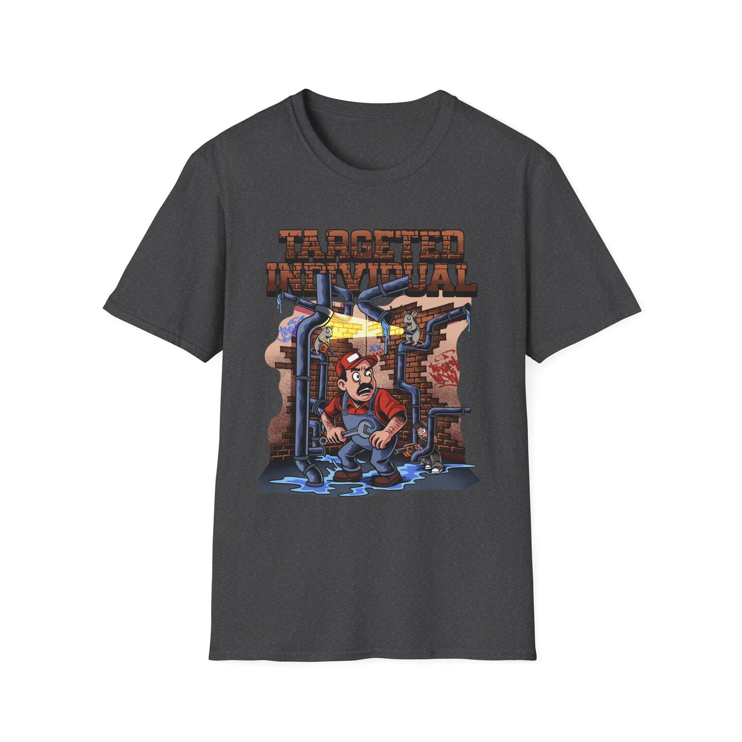 Plumber Cartoon Tee — "Tap Outta Luck" Retro Plumbing Design