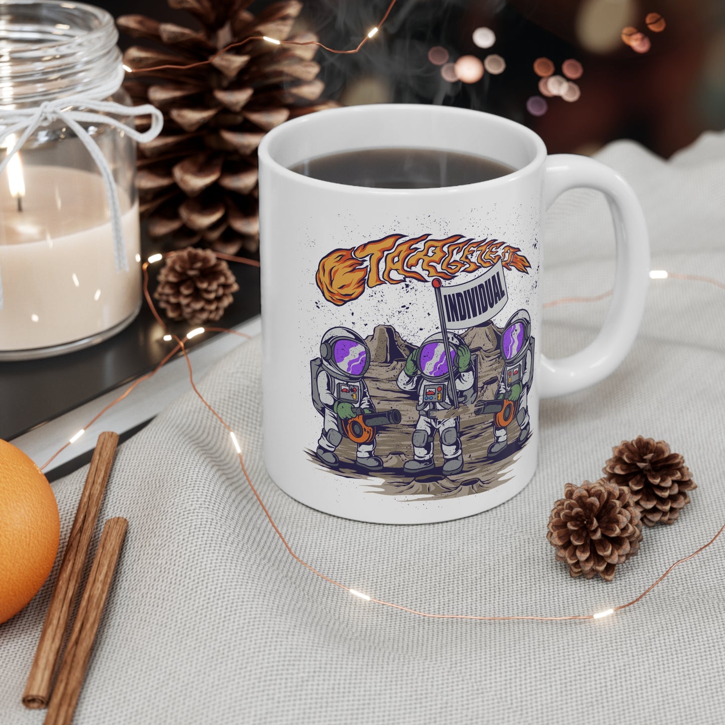Astronaut Crew Coffee Mug — 'Individual' Space Explorer Graphic 11oz