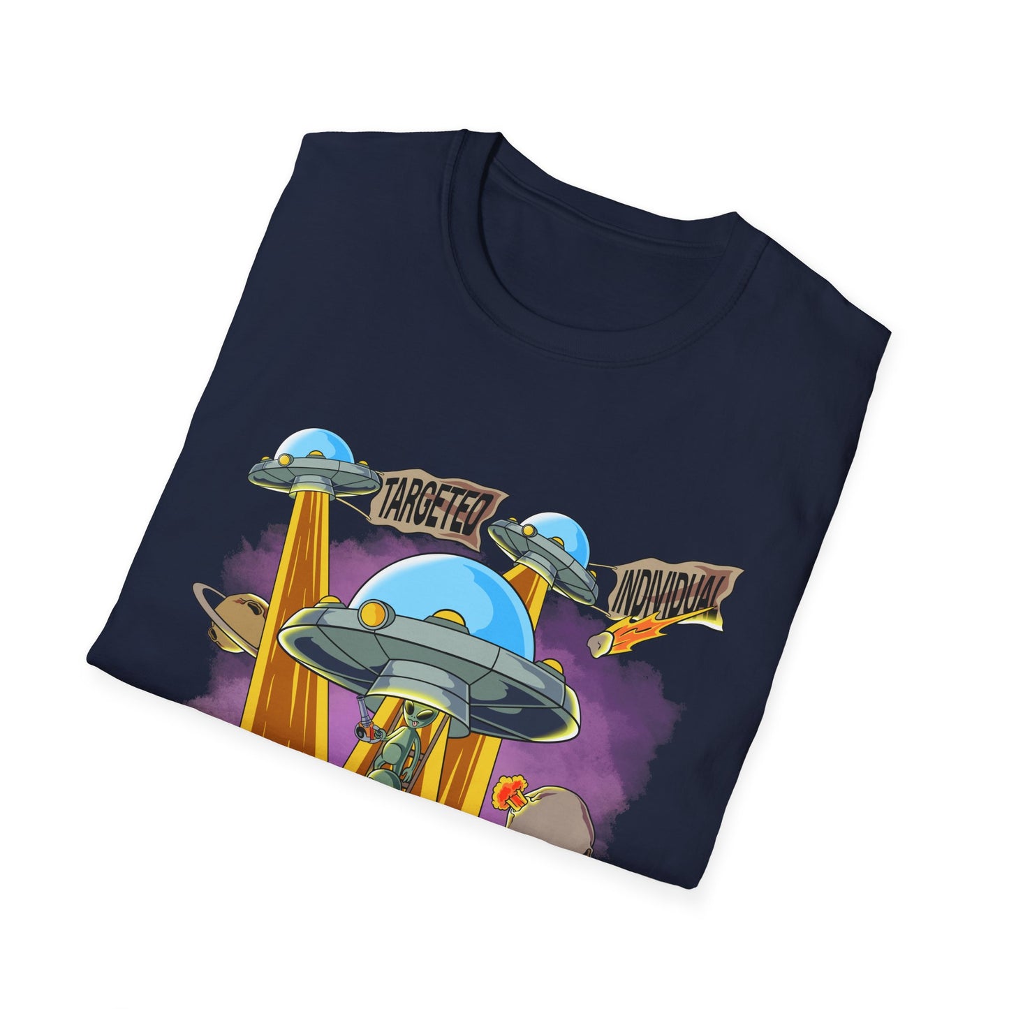 Alien Abduction Graphic T-Shirt — "Targeted Nowhere" Retro UFO Tee